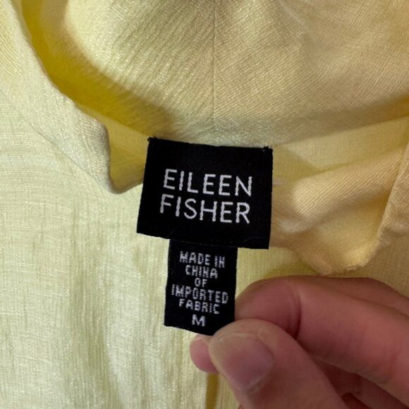 Eileen Fisher yellow linen blend long sleeve button-up blouse size M - Picture 5 of 6